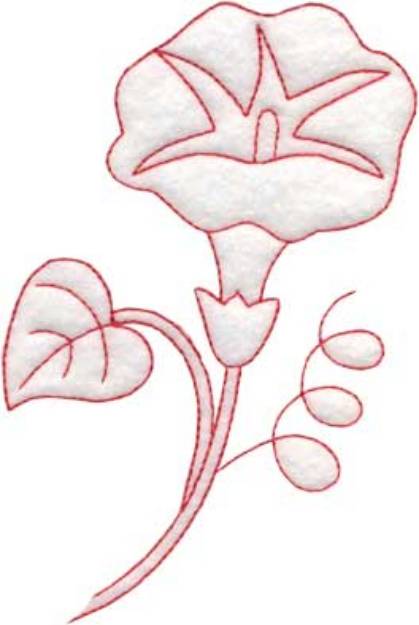 Picture of Morning Glory Redwork single Machine Embroidery Design
