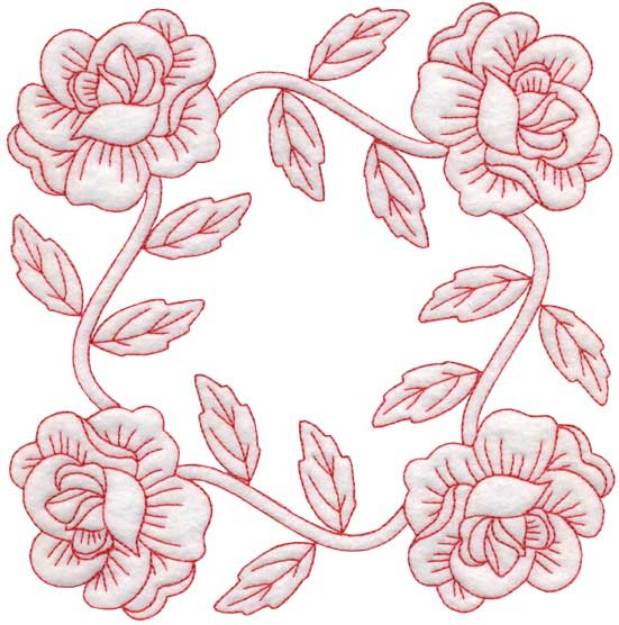 Picture of Rose Redwork - Full-size Machine Embroidery Design