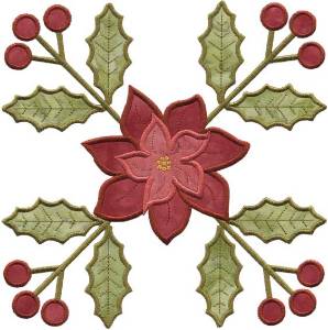 Picture of Holly & Poinsettia Applique - Full-size Machine Embroidery Design