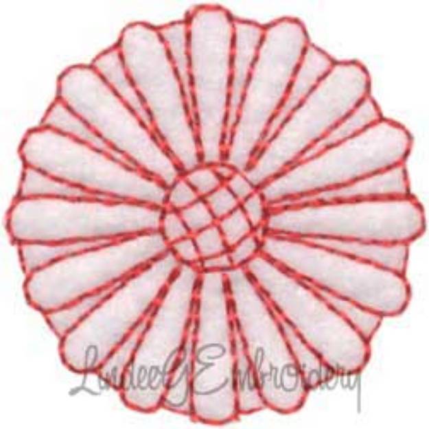Picture of Aster Center Redwork - 200% Machine Embroidery Design