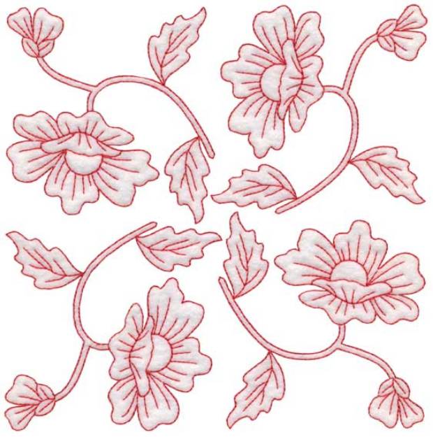 Picture of Poppy Redwork - Full-size Machine Embroidery Design