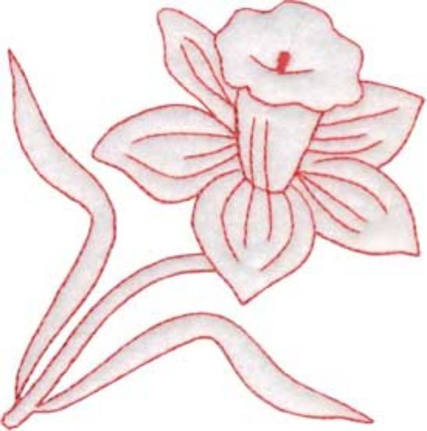 Picture of Daffodil Redwork - Single Machine Embroidery Design