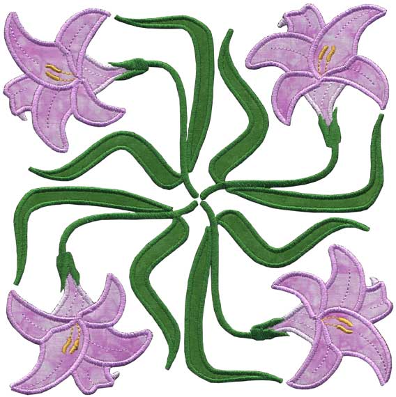 Lily Applique - Full-size Machine Embroidery Design