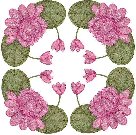 Water Lily Filled - Full-size Machine Embroidery Design