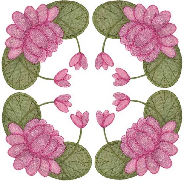 Picture of Water Lily Filled - Full-size Machine Embroidery Design