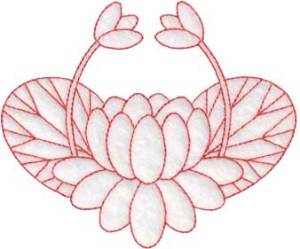 Picture of Water Lily Redwork - Single Machine Embroidery Design