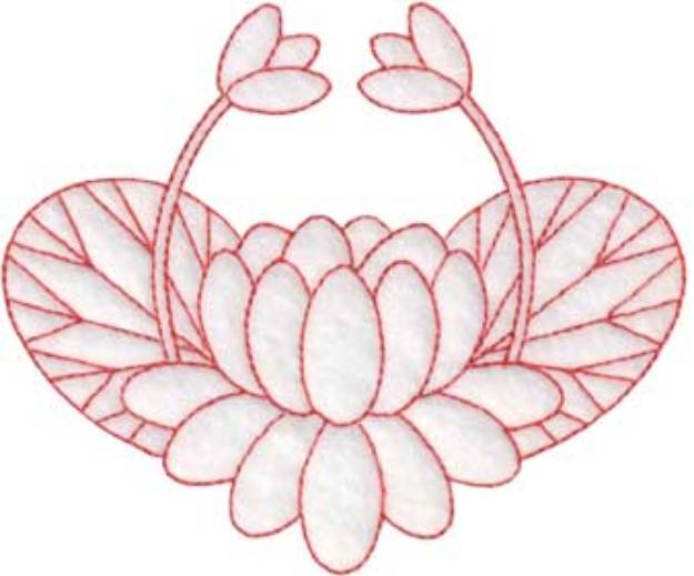 Picture of Water Lily Redwork - Single Machine Embroidery Design