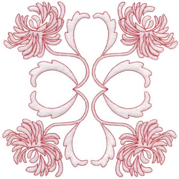Picture of Chrysanthemum Redwork - Full-size Machine Embroidery Design