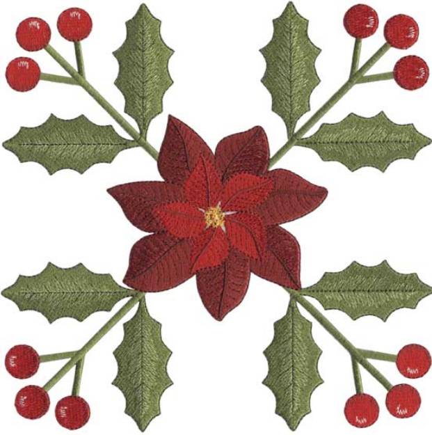 Picture of Holly & Poinsettia Filled - Full-size Machine Embroidery Design