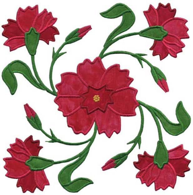 Picture of Carnation Applique full-size Machine Embroidery Design
