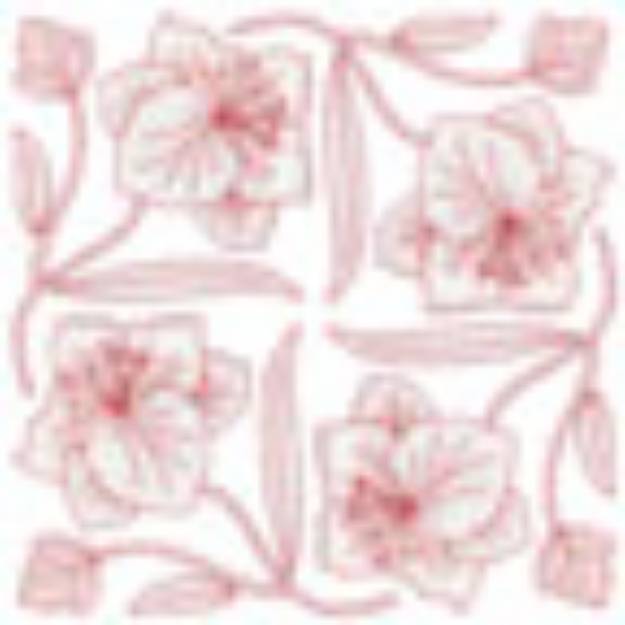 Picture of Gladiolus Redwork - Full-size Machine Embroidery Design