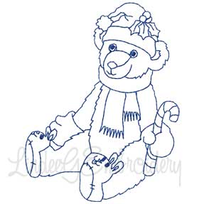 Candy Cane Bear Machine Embroidery Design