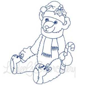 Picture of Candy Cane Bear Machine Embroidery Design