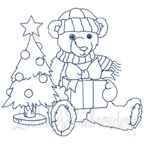 Christmas Tree Bear Machine Embroidery Design