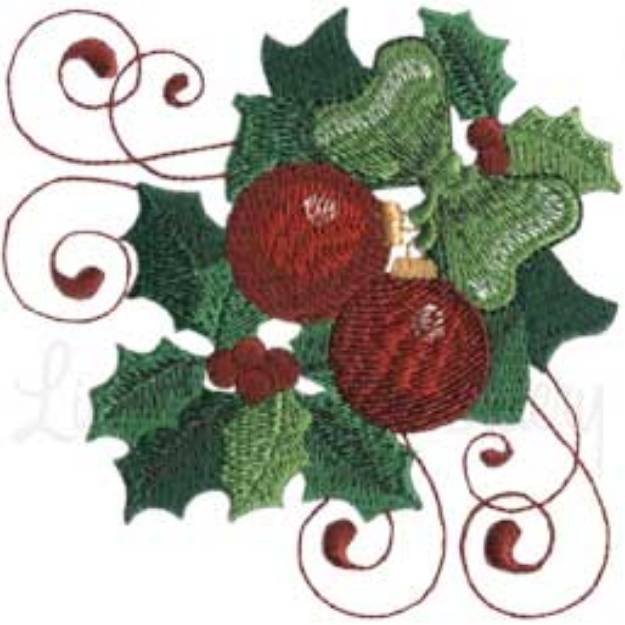 Picture of Red Ornament Pair Machine Embroidery Design