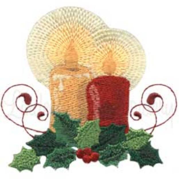 Picture of Two Wide Candles Machine Embroidery Design