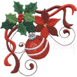 Poinsettia and Candy Cane Machine Embroidery Design