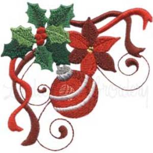 Picture of Poinsettia and Candy Cane Machine Embroidery Design