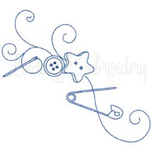 Picture of Safety Pin & Buttons Machine Embroidery Design