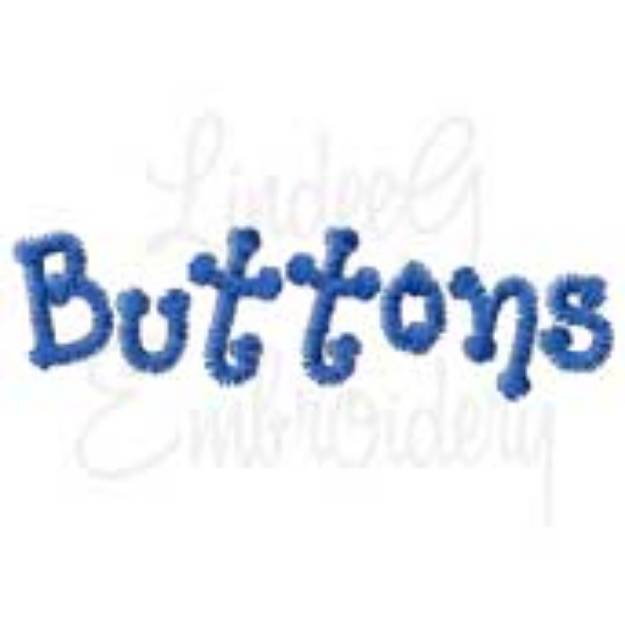 Picture of "Buttons" text Machine Embroidery Design