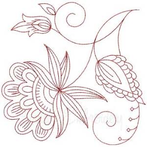 Picture of Jacobean Redwork Flower  Machine Embroidery Design
