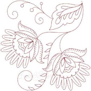 Picture of Jacobean Redwork Flower 0 Machine Embroidery Design
