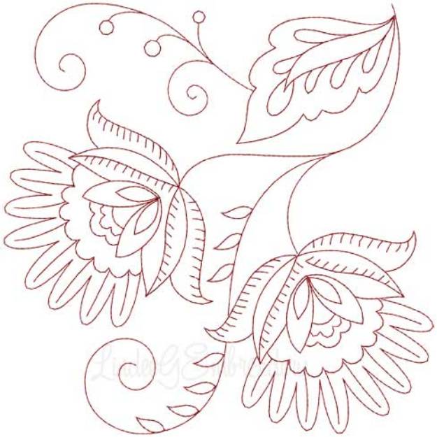 Picture of Jacobean Redwork Flower 0 Machine Embroidery Design