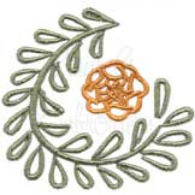 Picture of Deco Flower with Leaves 3 Machine Embroidery Design