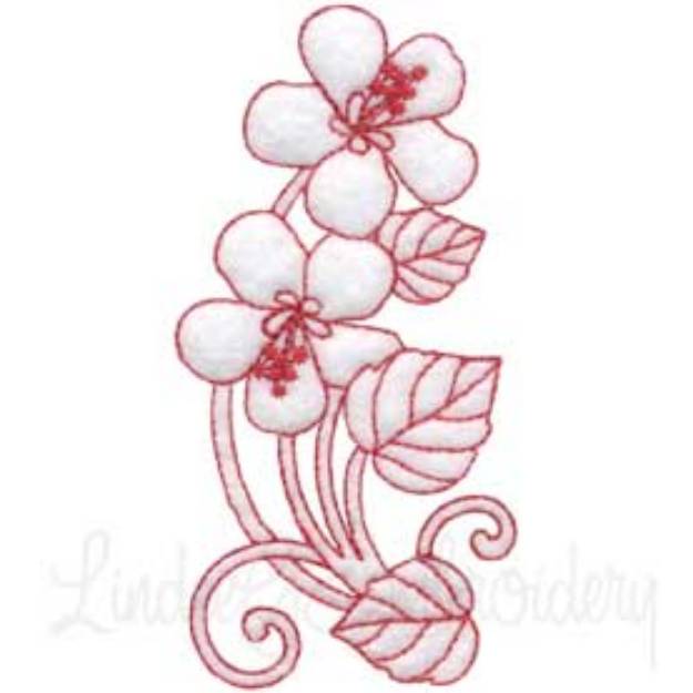 Picture of Deco Floral Redwork 6 - half (2 sizes) Machine Embroidery Design