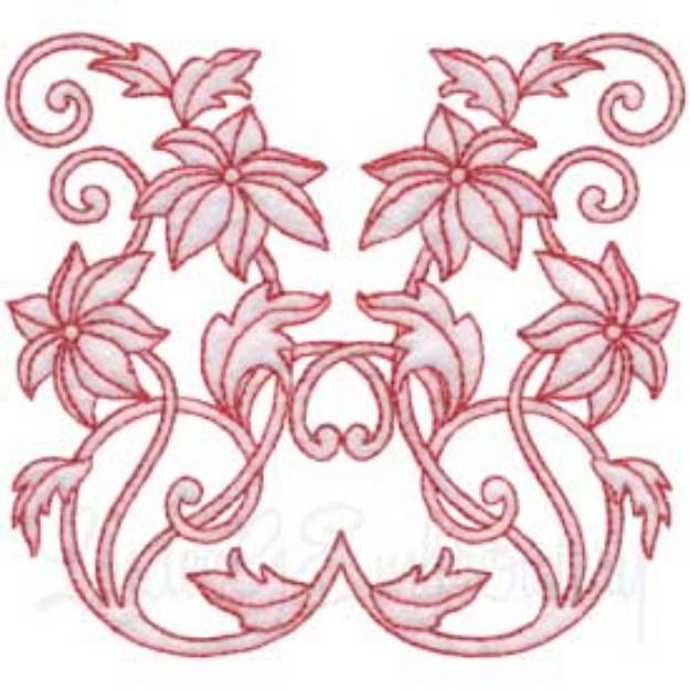 Picture of Deco Floral Redwork 7 - full (2 sizes) Machine Embroidery Design
