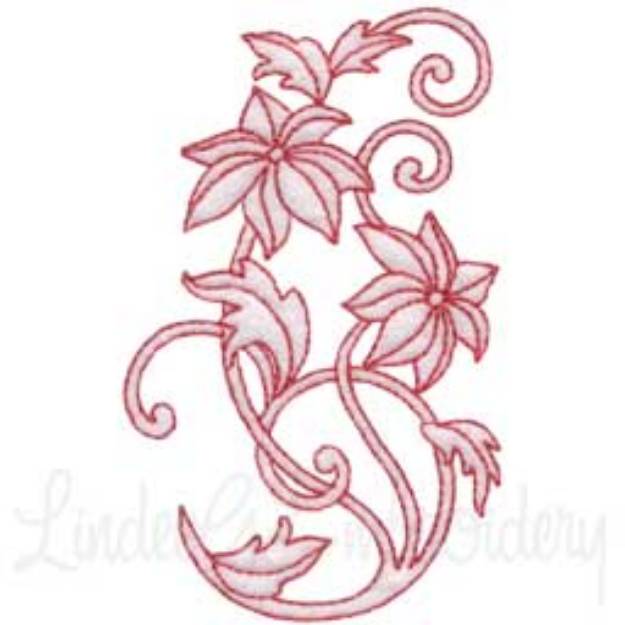 Picture of Deco Floral Redwork 7 - half (2 sizes) Machine Embroidery Design