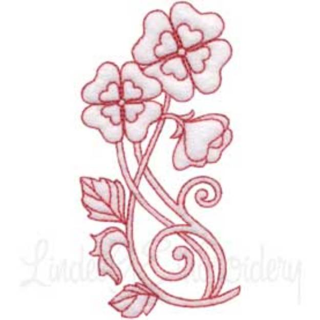 Picture of Deco Floral Redwork 8 - half (2 sizes) Machine Embroidery Design