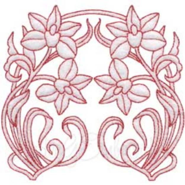 Picture of Deco Floral Redwork 7 - full (2 sizes) Machine Embroidery Design