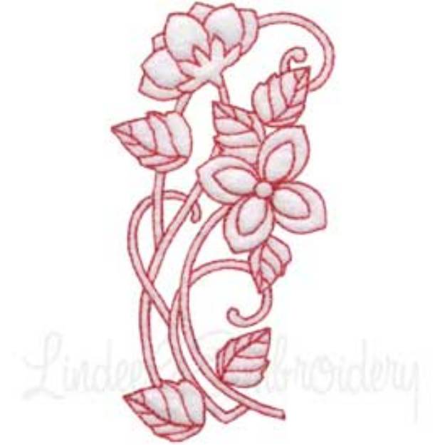 Picture of Deco Floral Redwork 9 - half (2 sizes) Machine Embroidery Design
