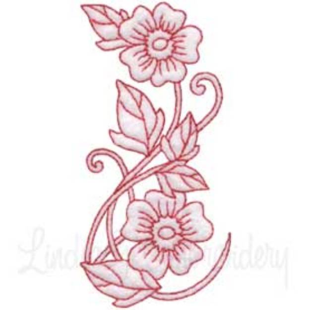 Picture of Deco Floral Redwork 10 - half (2 sizes) Machine Embroidery Design