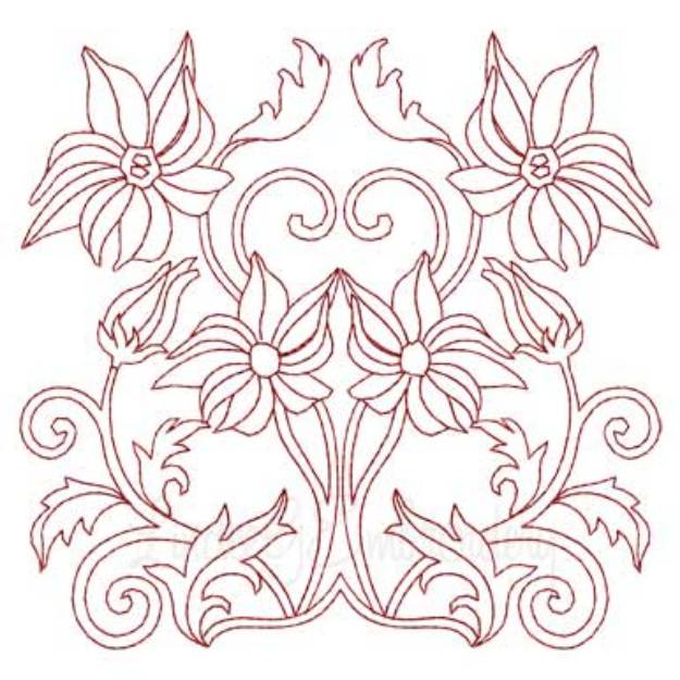 Picture of Deco Floral Redwork 9 - full (2 sizes) Machine Embroidery Design