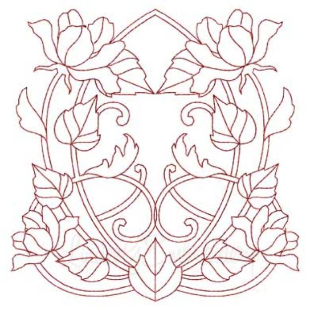 Picture of Deco Floral Redwork 6 - full (2 sizes) Machine Embroidery Design