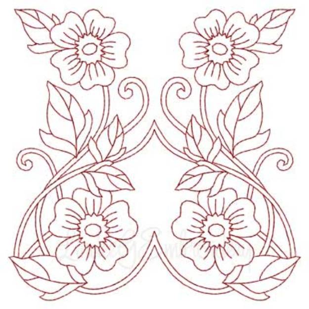 Picture of Deco Floral Redwork 10 - full (2 sizes) Machine Embroidery Design