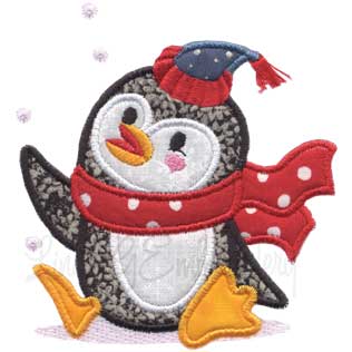 Penguin on Ice Machine Embroidery Design