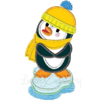 Penguin on Iceberg - no fringing Machine Embroidery Design