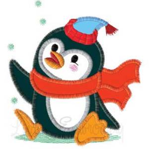 Picture of Penguin on Ice - no fringing Machine Embroidery Design