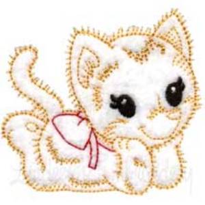 Picture of Retro Kitty 1 (outline) (3 sizes) Machine Embroidery Design