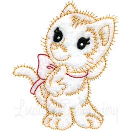 Retro Kitty 5 (outline) (3 sizes) Machine Embroidery Design