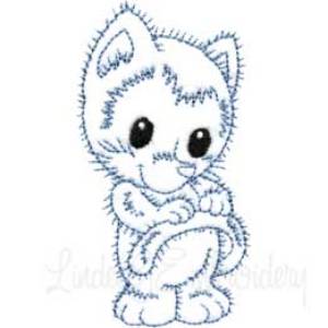 Picture of Retro Kitty 7 (outline) (3 sizes) Machine Embroidery Design