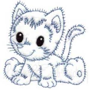 Picture of Retro Kitty 9 (outline) (3 sizes) Machine Embroidery Design