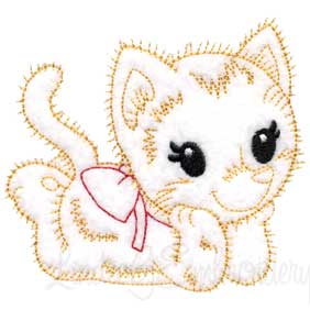 Retro Kitty 1 (outline) (3 sizes) Machine Embroidery Design