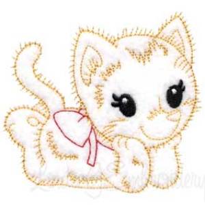 Picture of Retro Kitty 1 (outline) (3 sizes) Machine Embroidery Design