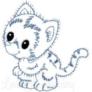 Picture of Retro Kitty 8 (outline) (3 sizes) Machine Embroidery Design