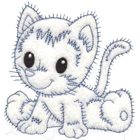 Retro Kitty 9 (outline) (3 sizes) Machine Embroidery Design