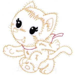 Picture of Retro Kitty 2 (outline) (3 sizes) Machine Embroidery Design